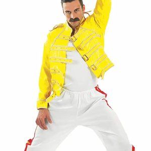 Mens Freddie Mercury Costume - Yellow Jacket and White Pants